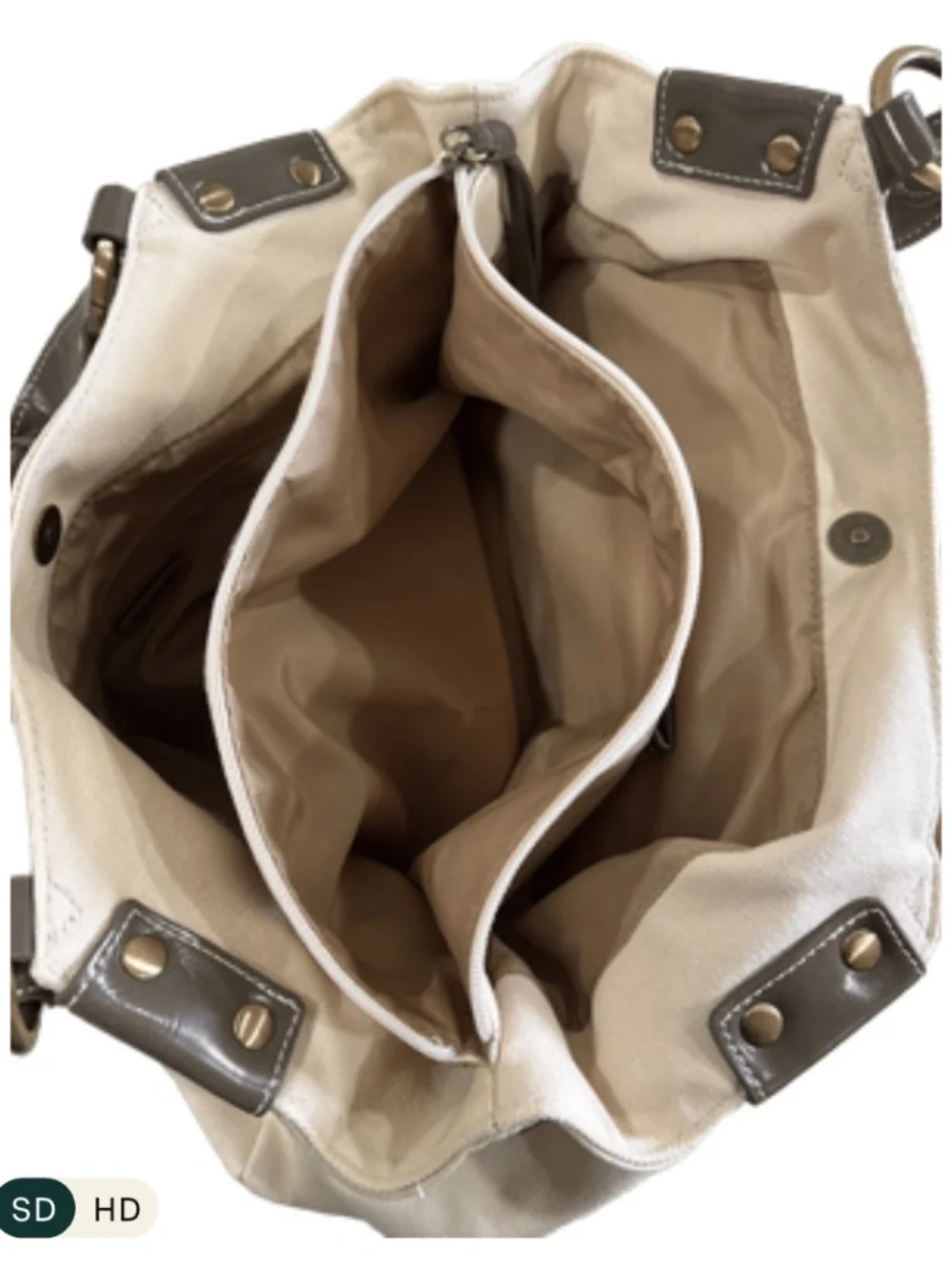 Giani Bernini Chic Classy Shoulder Bag- Neutral, Cream/Off-White/Brown Trim - Picture 3 of 8